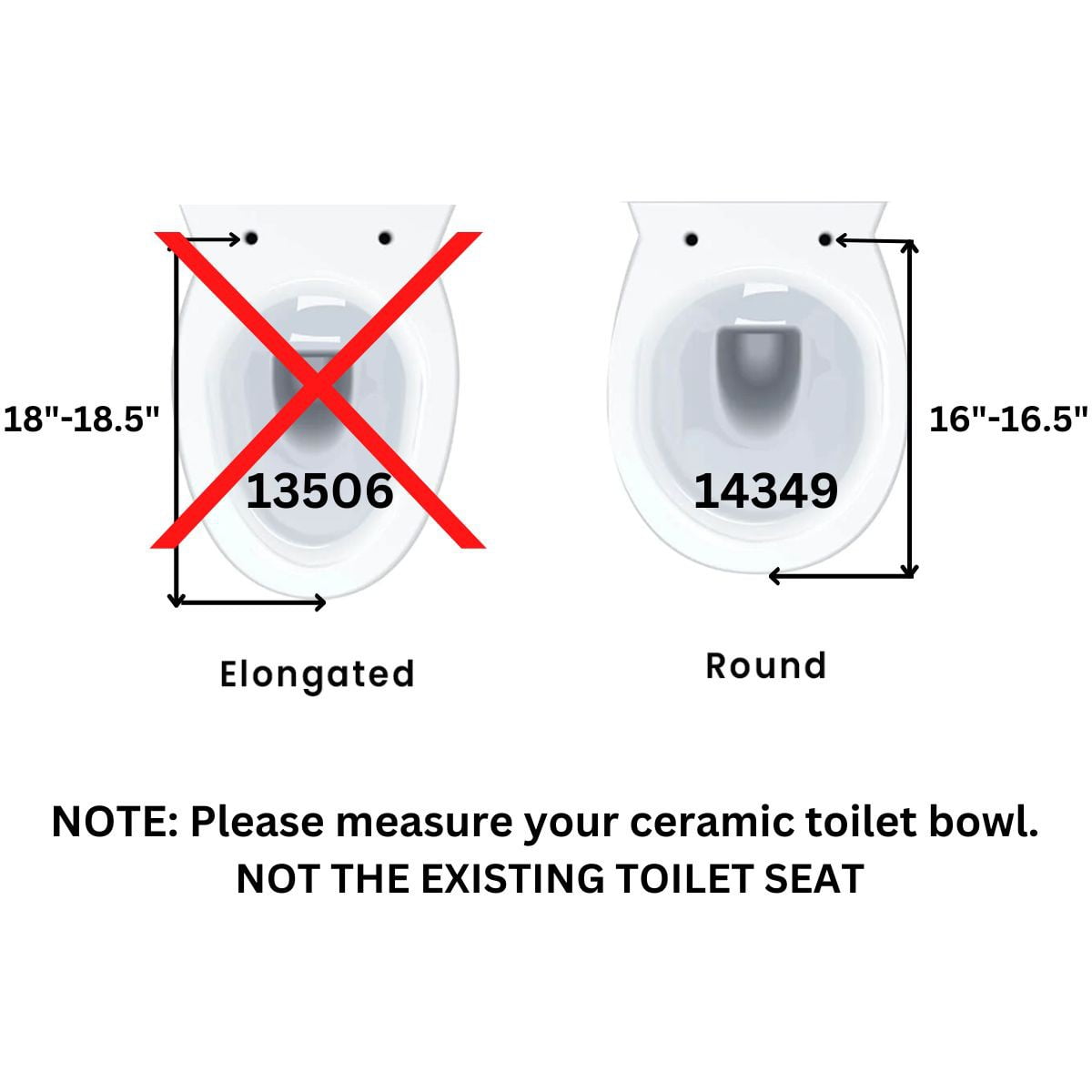 White Slow Close Toilet Seat Plastic Round No Slam Quiet Lid 16.5"x 14"| Renovators Supply