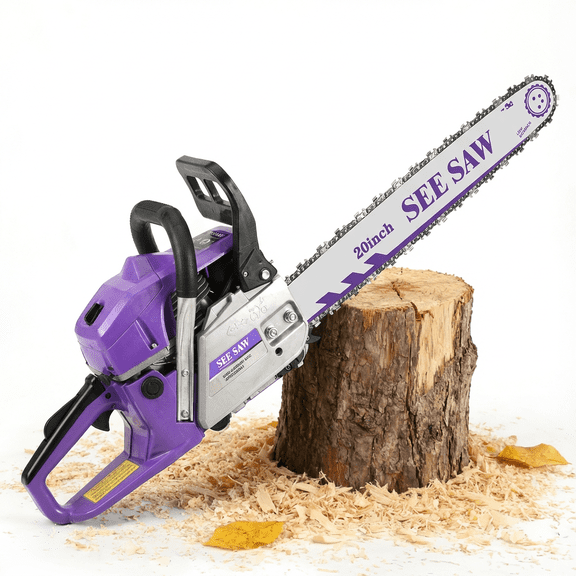 20-inch Gasoline Chainsaw: Equipped with a 62cc 3.0-horsepower two-stroke engine