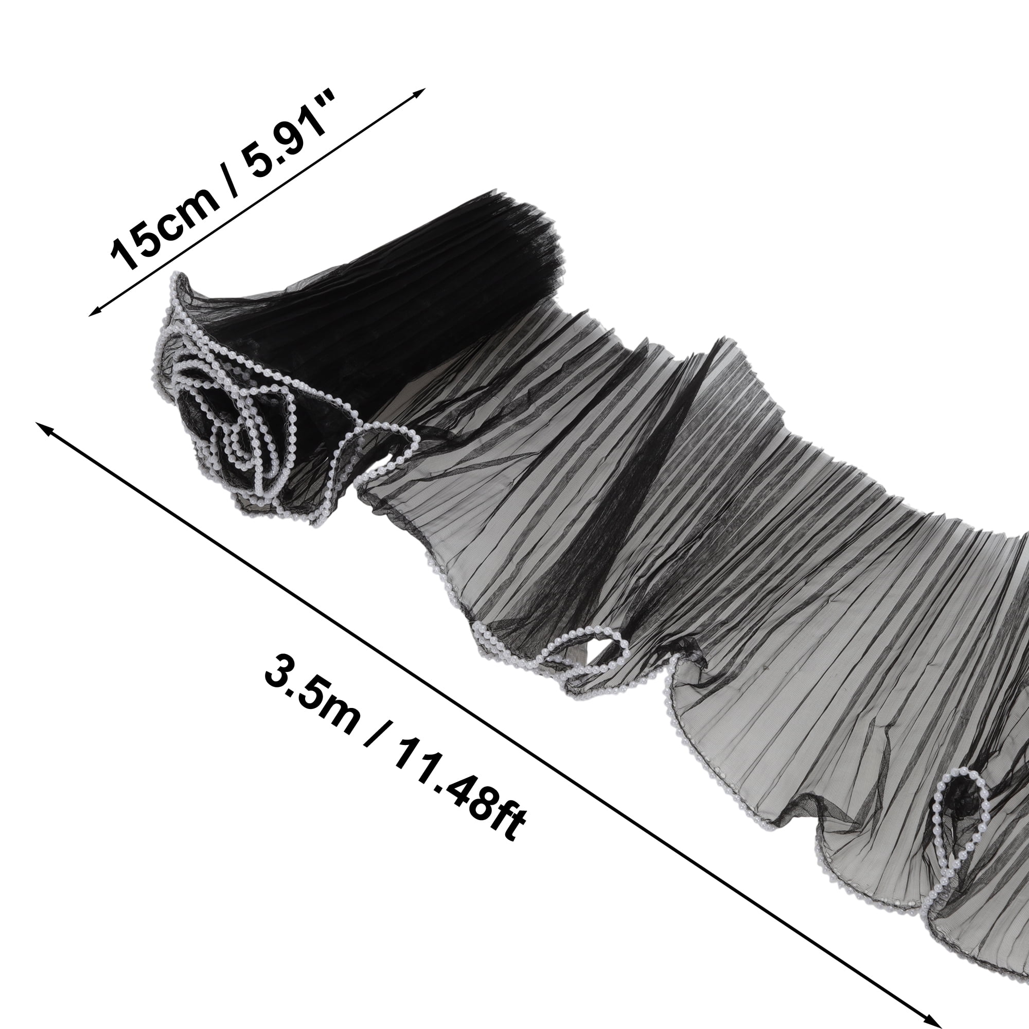 Unique Bargains Faux Pearl Edge Wrinkled Flower Wrap for All Occasions Black