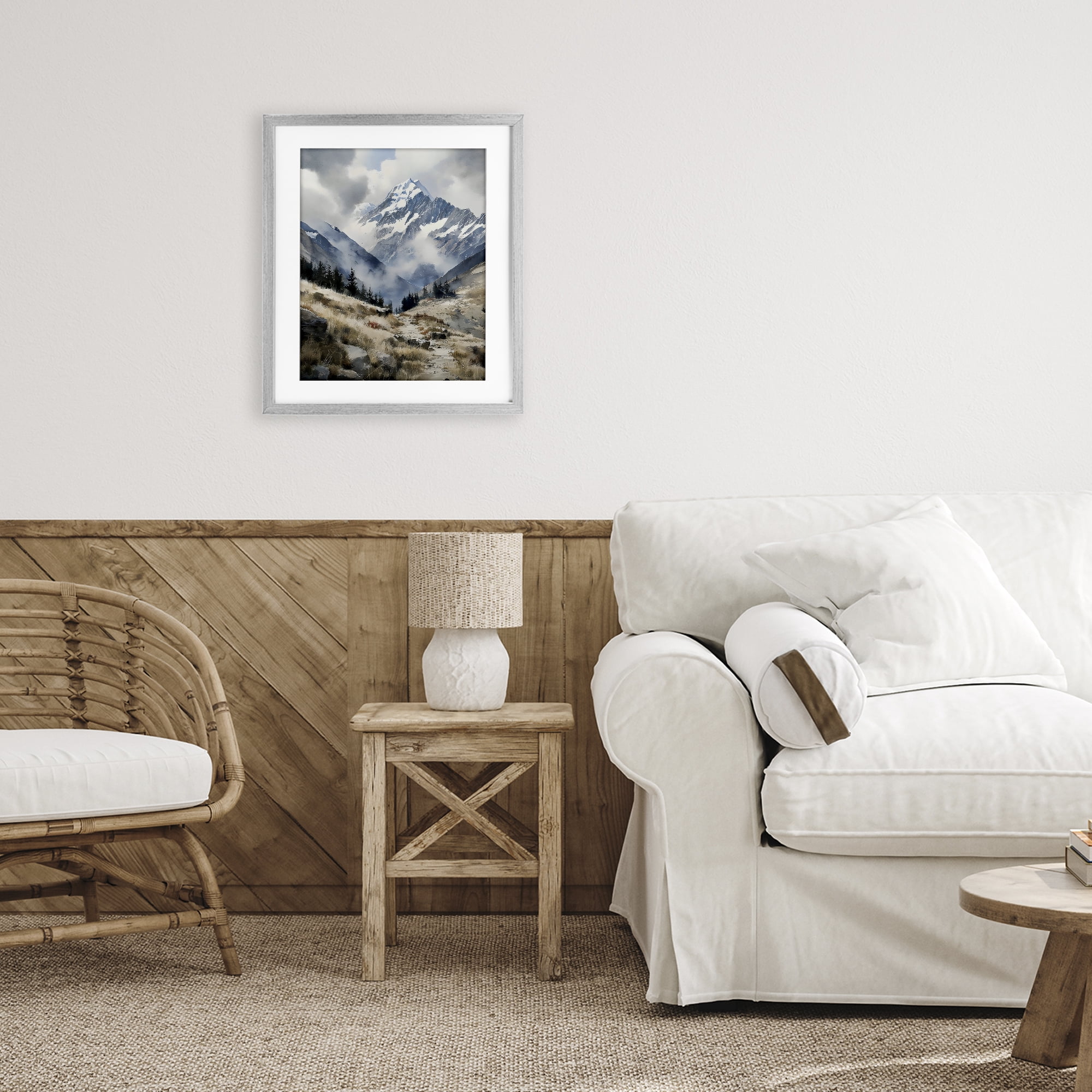 Stupell Industries Snow Caps Mountain Peaks Gray Framed Print Under Glass, design by Franklyn Gregory
