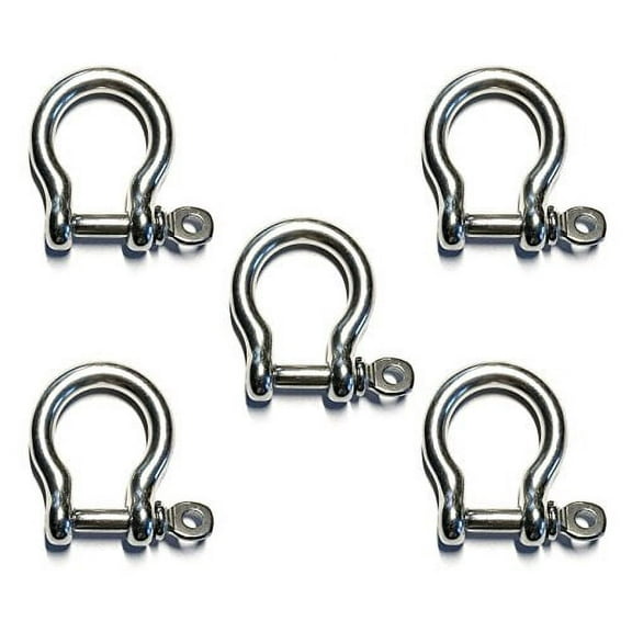 5 Pieces Stainless Steel 316 Forged Bow Shackle 3/16" (5mm) Marine Grade