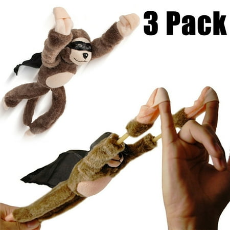 Slingshot Monkey iLH Mallroom 3Pcs Flying Flingshot Slingshot Howler Monkey Plush Toys Screaming Surprise Toy ()