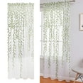 thumbnail image 3 of Gradient Embroidered Curtain Green Window Drapes Darkening for Bedroom 250cm, 3 of 8