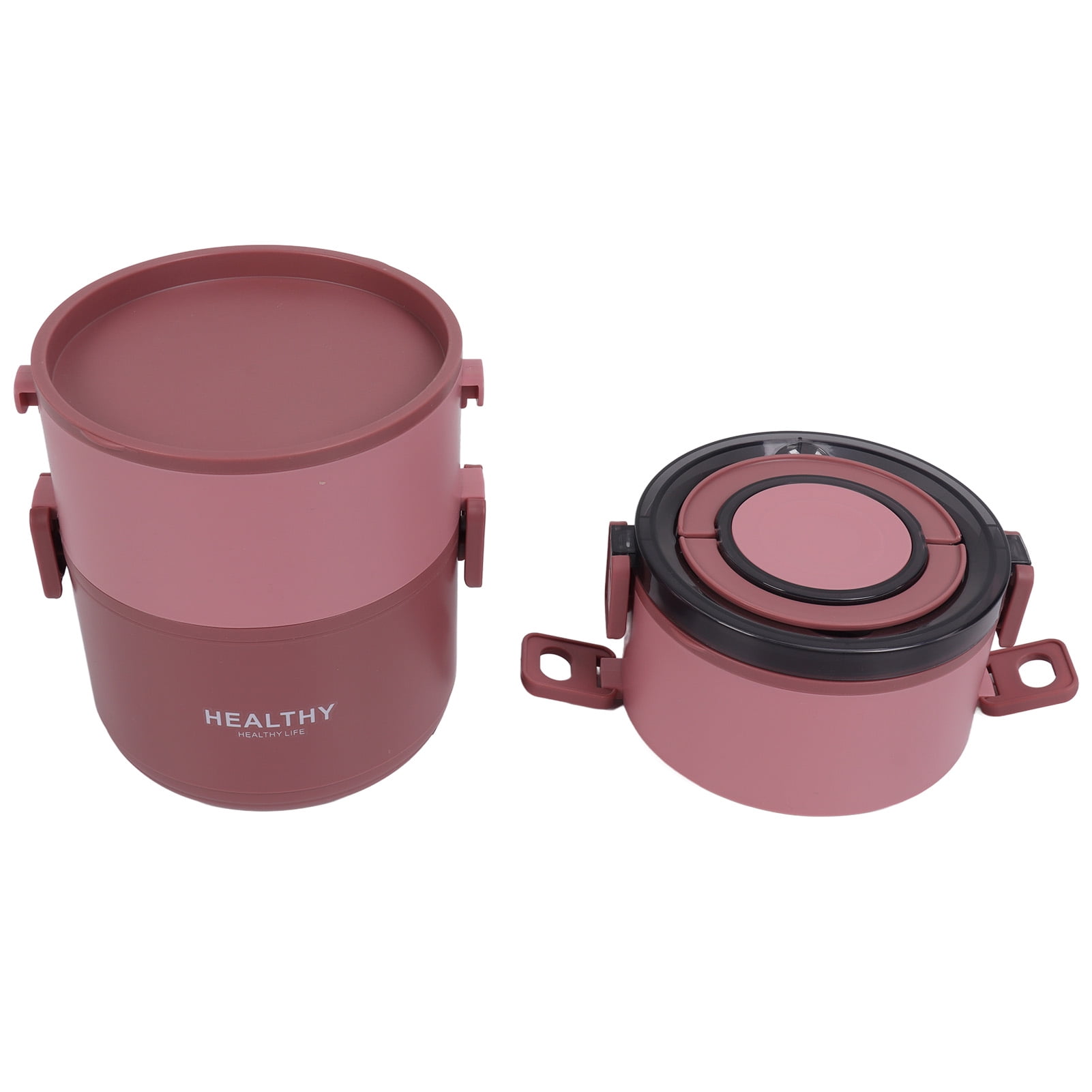 NFTIGB 2200ml Three Layer Stackable Round Bento Lunch Box Portable Thermal Food Container, Red