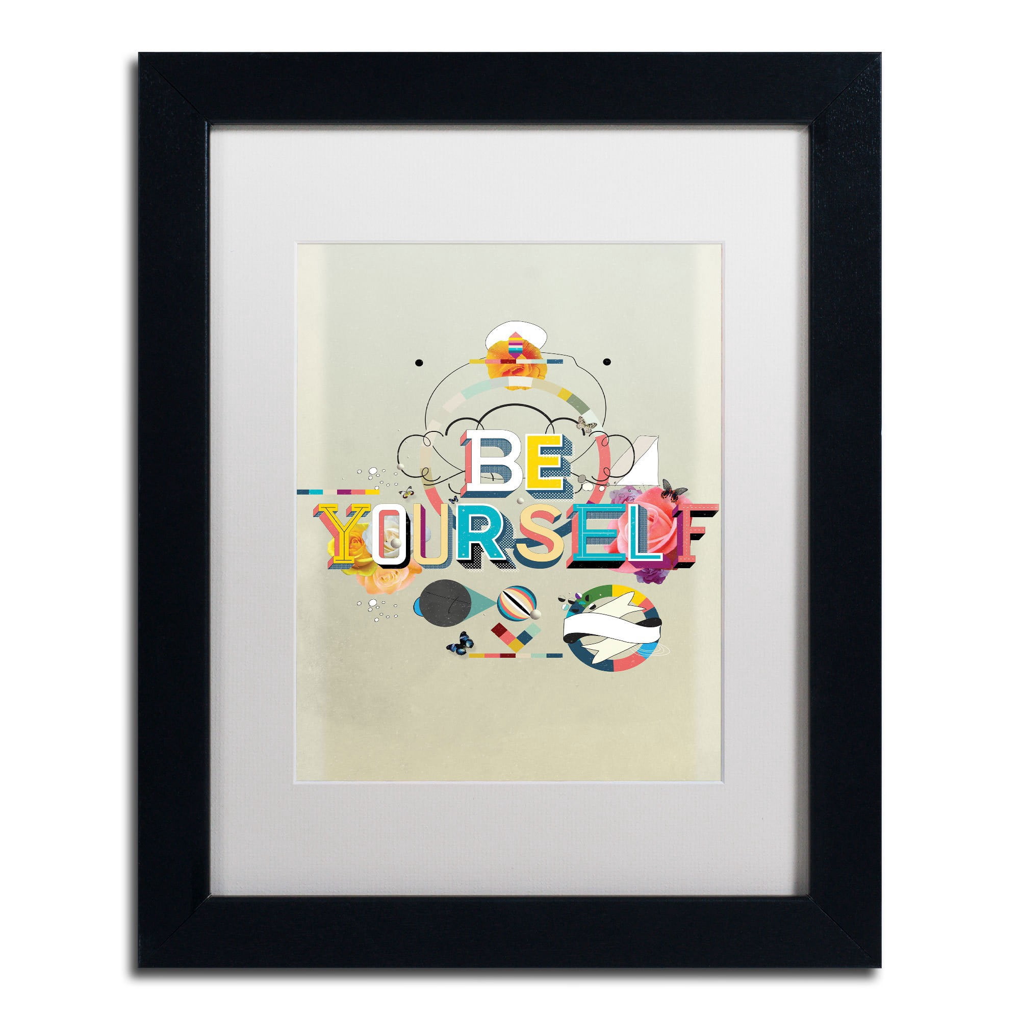 Trademark Fine Art "Be Yourself" Canvas Art by Kavan & Co White Matte, Wood Frame