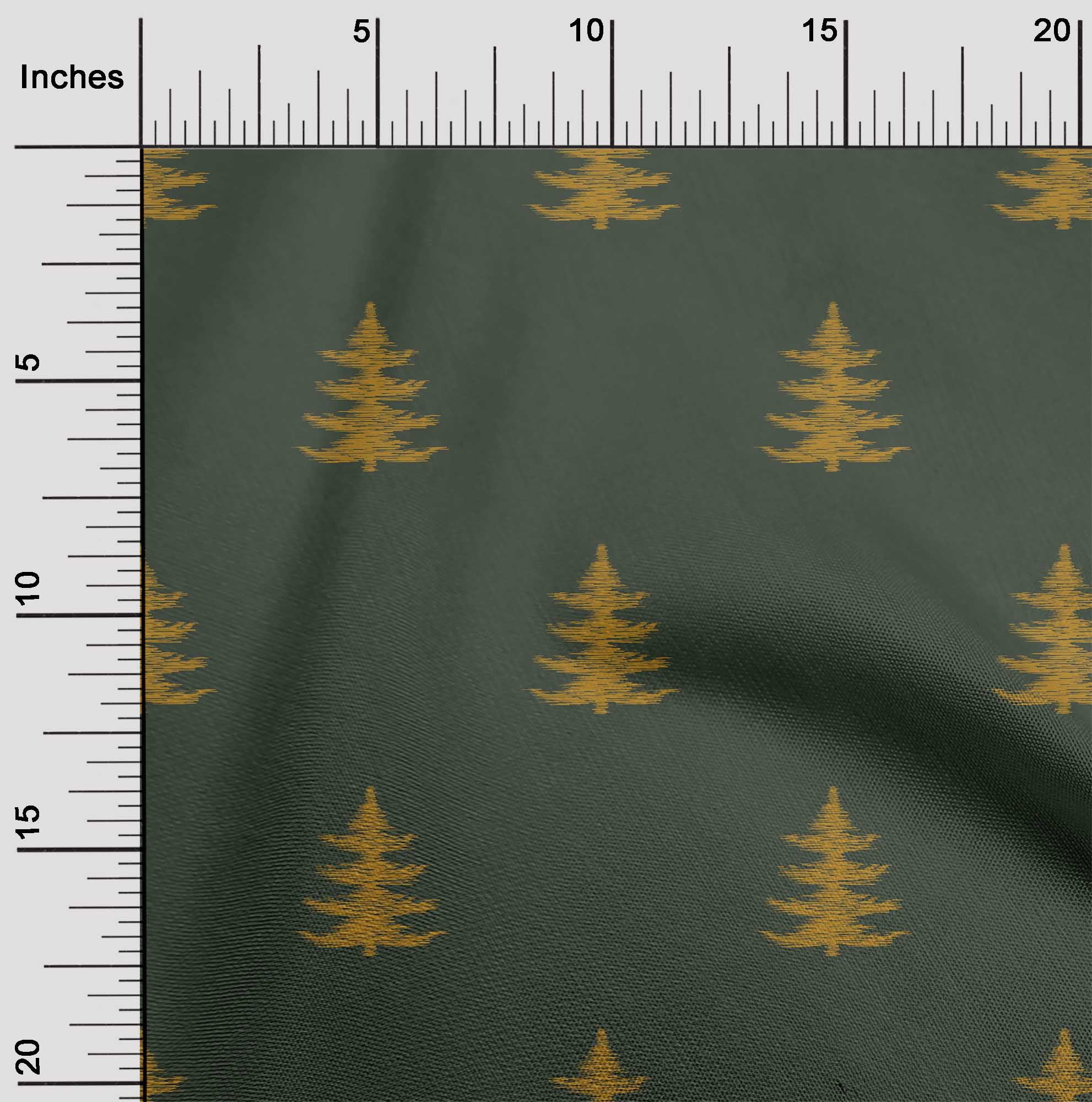 oneOone Georgette Viscose Fabric Christmas Tree Ikat Printed Fabric 1 Yard 42 Inch Wide