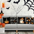 thumbnail image 5 of Halloween Pillow Covers 18x18 Set of 4 Ghost Pumpkin Decorative Throw Pillows Cover Black Spider Webs Pillow Cases Home Outdoor Sofa Couch Cushion Covers for Halloween Decorations (18 by 18), 5 of 6