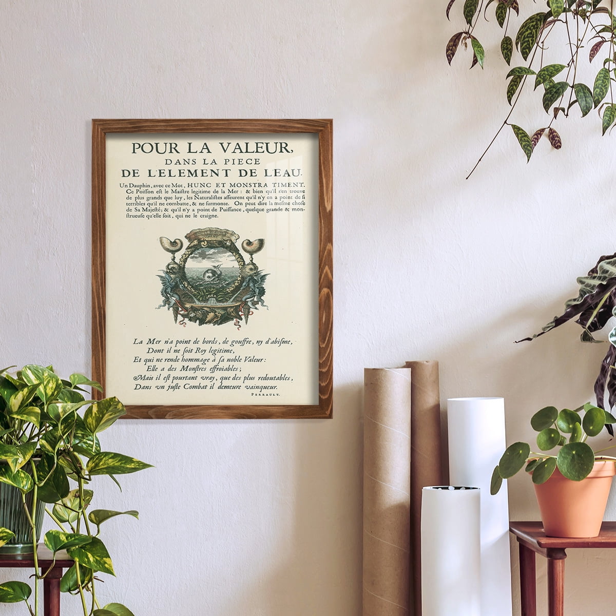 Printed Embellished Bookplate VII - Framed Print w/glass - Walnut