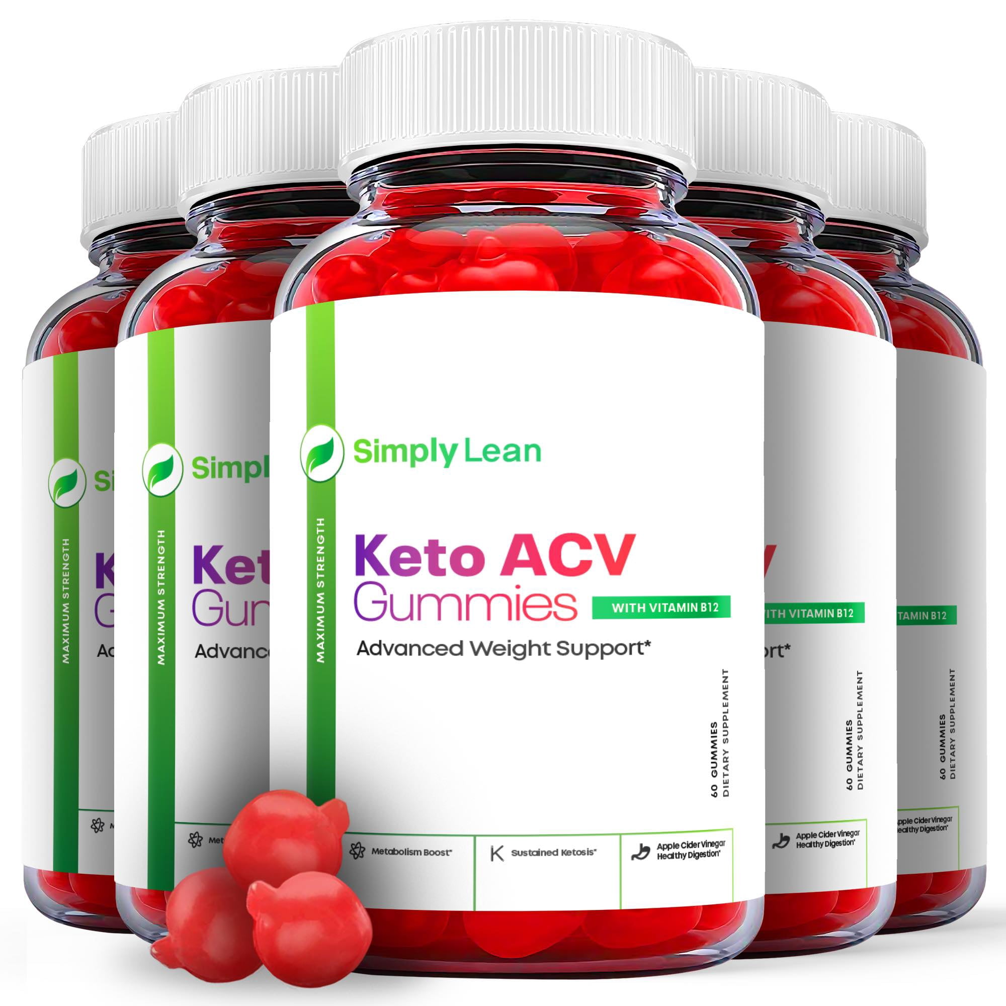 (5 Pack) Simply Lean Keto ACV Gummies -Apple Cider Vinegar Supplement for Weight Loss - Energy & Focus Boosting Dietary Supplements for Weight Management & Metabolism - Fat Burn - 300 Gummies