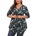 thumbnail image 6 of PINKSIR Plus Size Henley Shirts for Women V Neck Button Long Sleeve Flowy Tunic Tops Curved Hem Fall Black Periwinkle 3X, 6 of 9