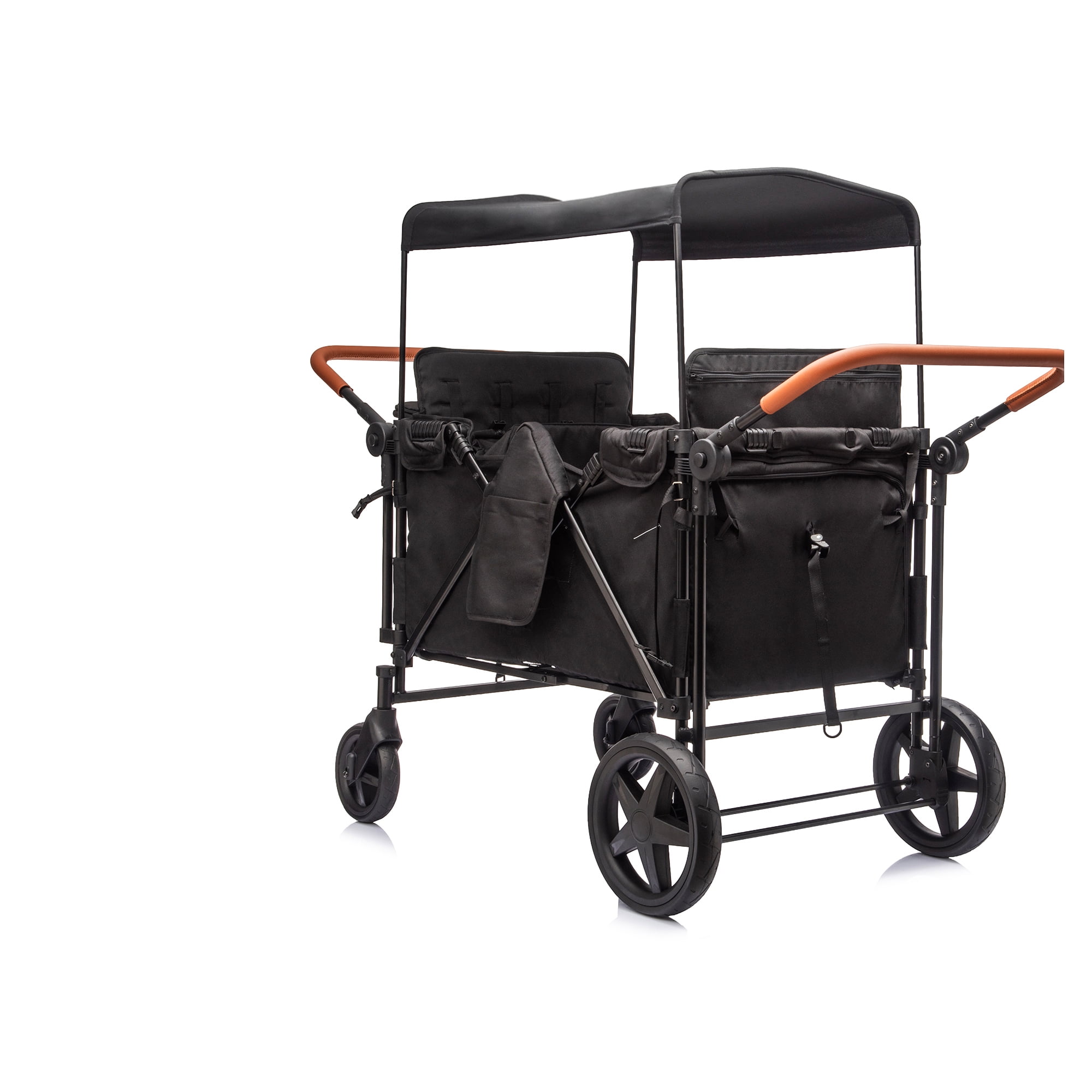 Wogan Stroller W/removble 4-Seater,Extra-Thick Support Bar & Higher 212 Load Capacity,Multi-Zone Storage,5-Point Harness,Dual Leather Handles,All-Terrain PU Wheels w/ Suspension & One-Step Brake