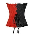 thumbnail image 6 of Lace Up Overbust Corset for Women Plus Size Vintage Bustier Corsets Top Floral Pleated Waist Cincher Bustier with Zipper, 6 of 6
