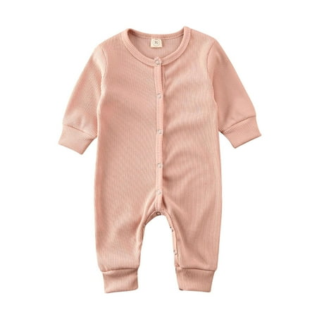 

Infant Baby Boys Girls Solid Solor Long Sleeve Romper Newborn Knit Jumpsuit Bodysuit