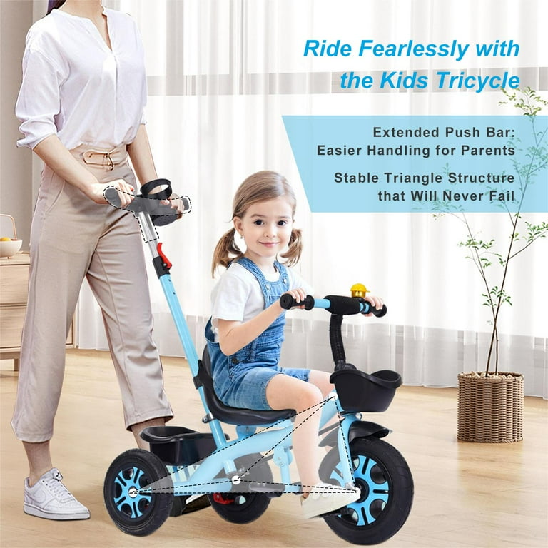 Tricycle with push bar cheap