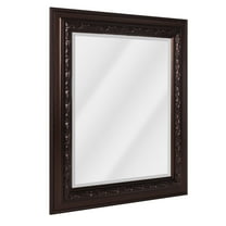 Head West Addyson Embossed Rich Brown Framed Square Beveled Accent Wall Vanity Mirror - 30" x 36"