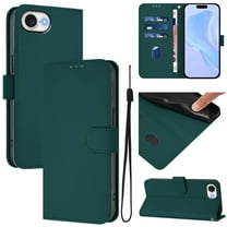 Allytechgroup Compatible with iPhone 16e Wallet Case, Built-in Lanyard Credit Card Holder PU Leather Flip Kickstand Protective Shockproof Cover Women Men for iPhone 16e, Darkgreen