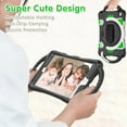 thumbnail image 5 of Dteck iPad 9.7 2018/2017 Case with 360 Rotatable Hand Strap/Shoulder Strap, Cute Cat Rugged Shockproof Kickstand Case with Handle Grip for iPad 6th Gen/iPad 5th Gen/iPad Air 2/iPad Air,Black Green, 5 of 11
