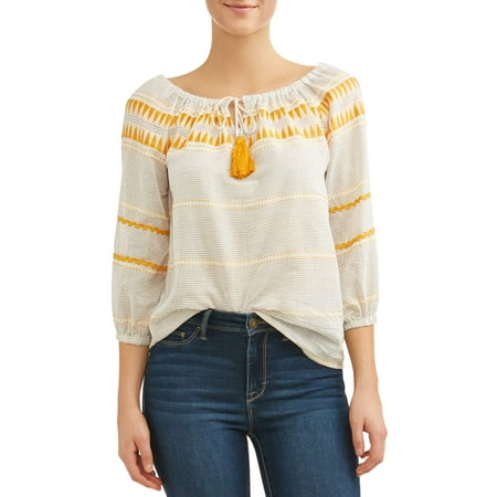 - Women's Tassel Peasant Top
