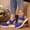 Blue, variant on EliteGoogv Womens Wedge Sandals Closed Toe Platform Sandals Flock Upper Woven Bottom Slip On Sandals For Women Large Size Summer Beach Shoes Red US :8