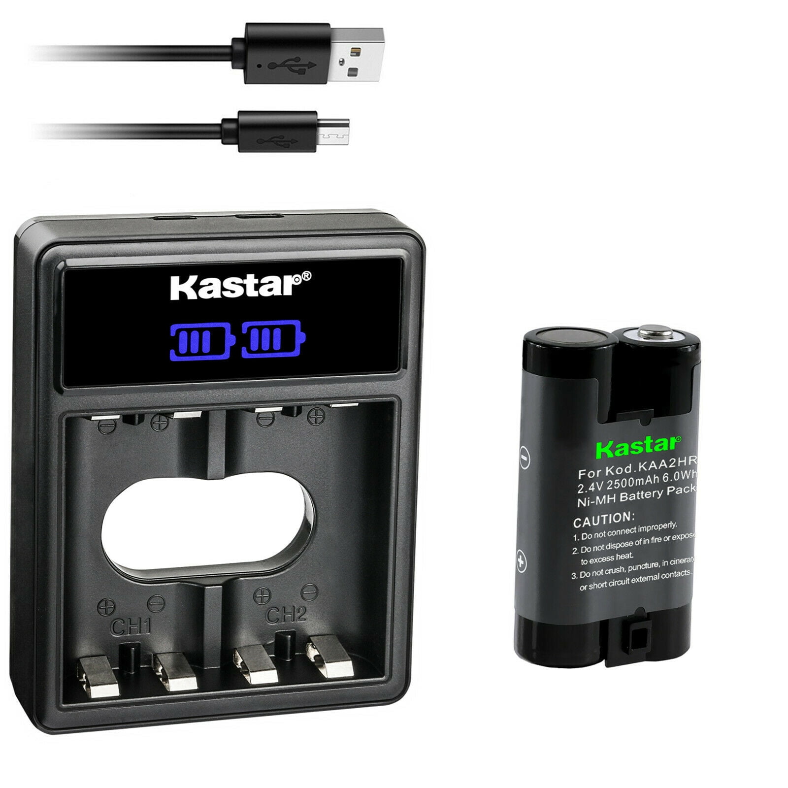 Kastar 1Pack KAA2HR Battery and LCD Dual USB Charger Replacement for