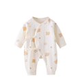 thumbnail image 2 of Atogsazn Newborn Baby Boy Girl Cotton Romper Infant Cute Print Long Sleeve Jumpsuits Fall Pajamas Clothes White K 3-6 Months on Clearance, 2 of 3