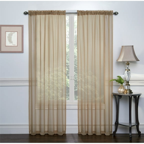 2 Pack: Ultra Luxurious High Thread Rod Pocket Sheer Voile Window Curtains by GoodGram® - Antique