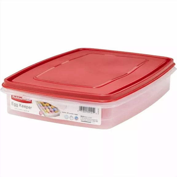 ELVY- Egg Keeper Food Storage Container, Clear/Red, 1 Count