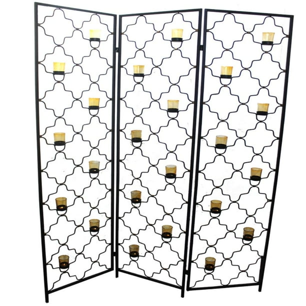 Alluring Metal Room Divider With Candle Holder
