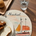 thumbnail image 3 of Nautical Boat Round 13 Inch Placemats Set of 2, Coastal Sailing Ship Ocean Painted Sea HeatResistant Non Slip Place Mats for Dining Table, Wipeable Braided Kitchen Table Mats for Housewarming, 3 of 9