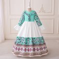 thumbnail image 2 of Odeerbi Kids Girls Retro Vintage Floral Muslim Dress Cotton Ruffle Princess Dress Gowns Children's Round Neck Long Sleeve Embroidery Dress Kids Girls Clothes, 2 of 9