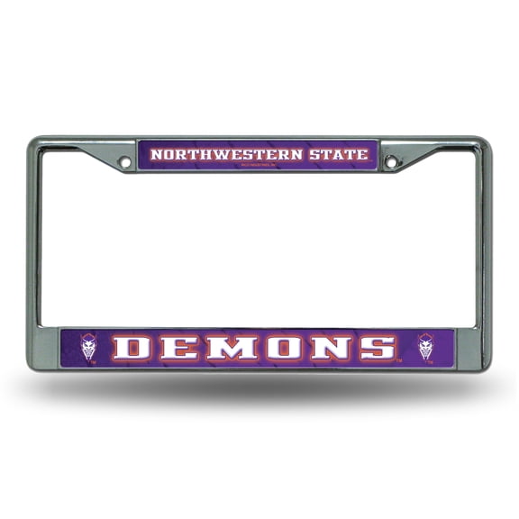Northwestern State NCAA Demons - 12" x 6" Standard Size - Chrome Metal License Plate Frame