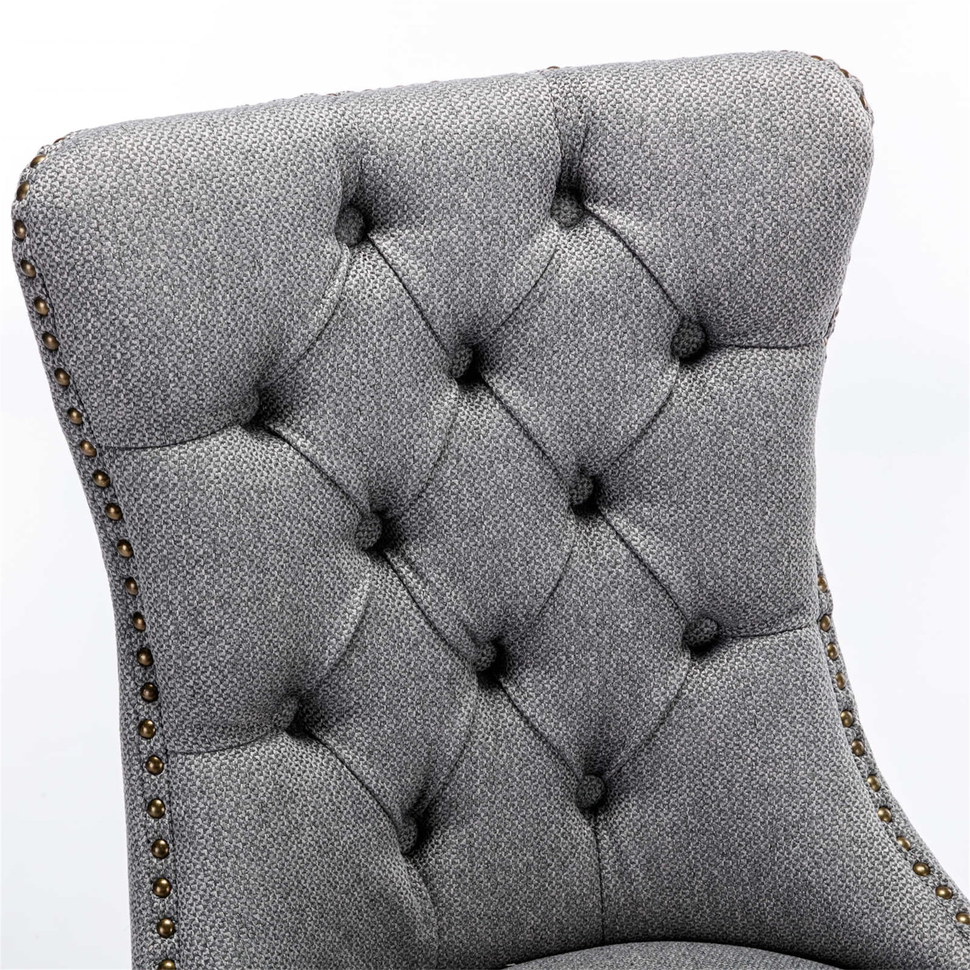 Miniyam Dining Chair Set of 2, High-end Tufted Contemporary Flax Upholstered, Gray