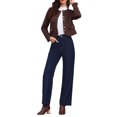 thumbnail image 2 of INSPIRE CHIC Button Down Coat for Women Long Sleeves Crew Neck Vintage Jackets XL Dark Brown, 2 of 4