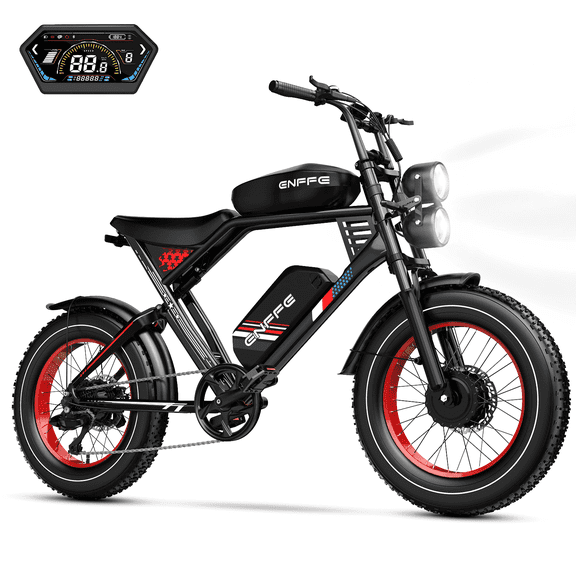 Electric Fat Tire Bike for Adults, 3000W Peak Dual Motor Electric Bicycle , Max 32MPH 20"x4.0 Off-Road Mountain Ebike , 48V 45AH Battery,  200Miles PAS Range,UL2849