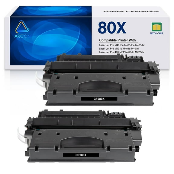 High-Yield | 80X Toner Cartridges Compatible for HP 80X CF280X 80A CF280A Pro 400 M401A M401D M401N M401DNE MFP M425DN Printers (Black, 2-Packs)