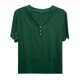 thumbnail image 5 of Camiseta informal de color liso con cuello en V y botones - Cierre clásico con botones, cuello en V versátil, transpirable, 5 of 6