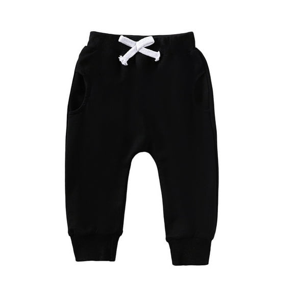 Newborn Baby Boy Solid Color Drawstring Pants with Pocket Casual and Sports Clothes Infant Fall Winter Sweatpants