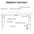 thumbnail image 5 of Hassch 4ft Portable Folding Outdoor Table, Lightweight Camping/Picnic Table with Aluminum Alloy Frame, Travel Utility Table for Indoor/Outdoor Use, White, 5 of 10
