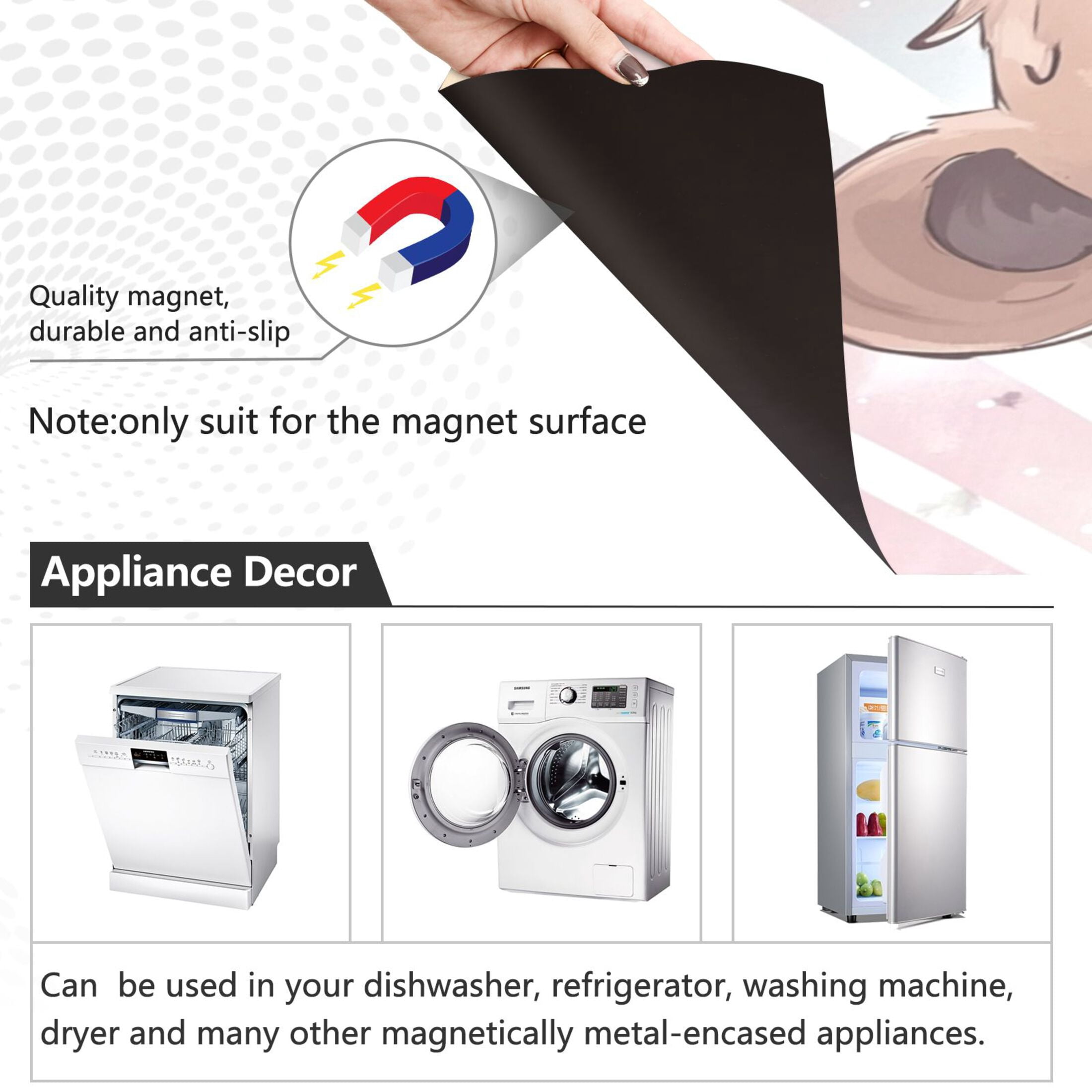 Dishwasher Magnetic Sticker 23x26 Inch Refrigerator Magnetic Sticker Washing Machine Magnetic Sticker Kitchen Panel Magnetic Sticker Home Decor Brown Cute Bear