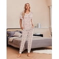 thumbnail image 4 of Ekouaer Pajamas for Women Set 2 Piece Lounge Set Short Sleeve Pjs Joggers Long Pants Sleepwear with Pockets, 4 of 6
