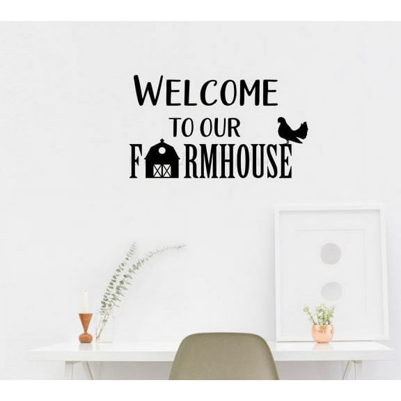 Welcome To Our Farmhouse Kitchen Decor Wall Decals Vinyl Art Stickers 23x13-Inch Black