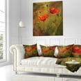 thumbnail image 3 of Designart Watercolor Poppy Flowers - Floral Throw Pillow - 18x18, 3 of 5