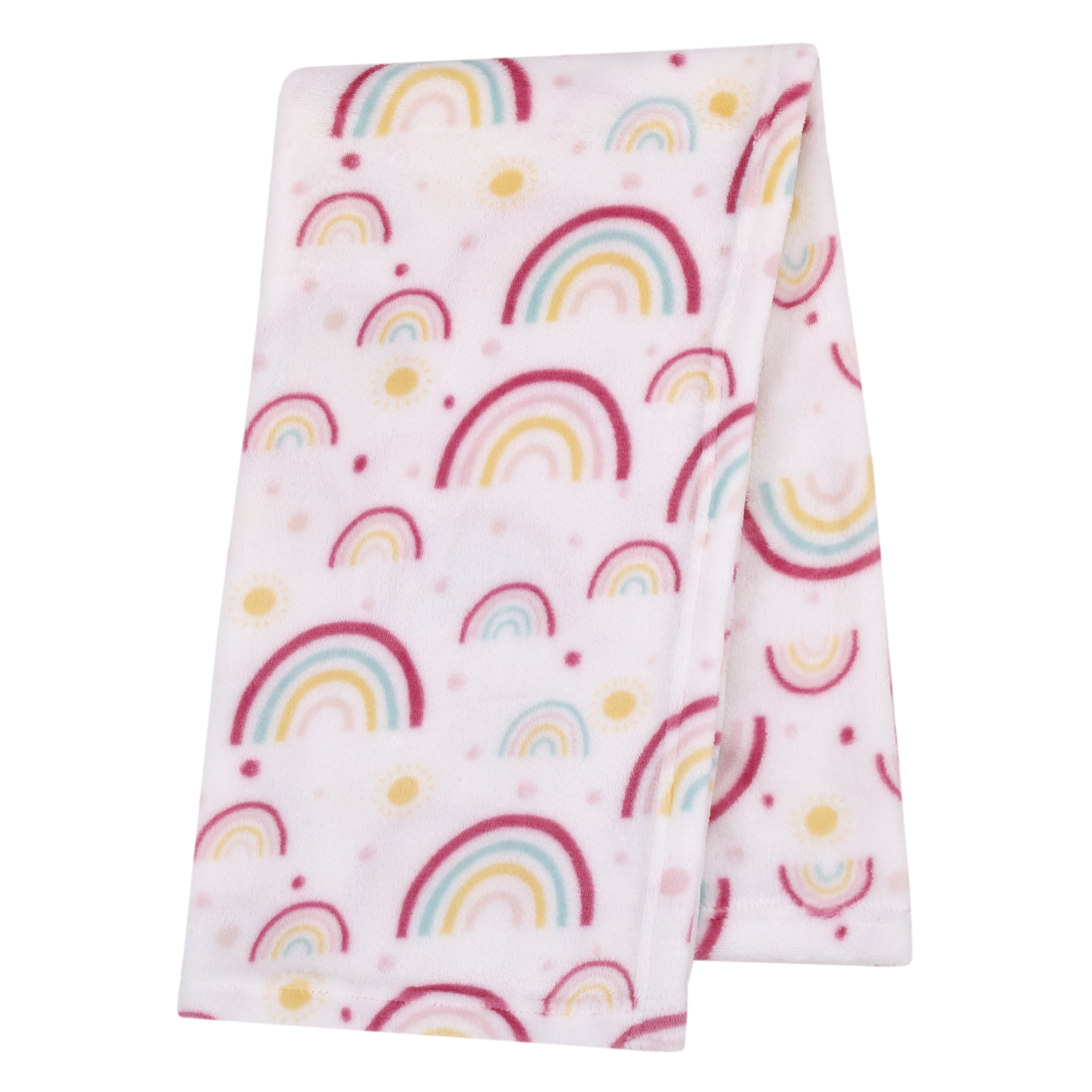 Parent's Choice Plush Baby Blanket, Rainbows, Infant Girl, Pink, 30 in x 36 in