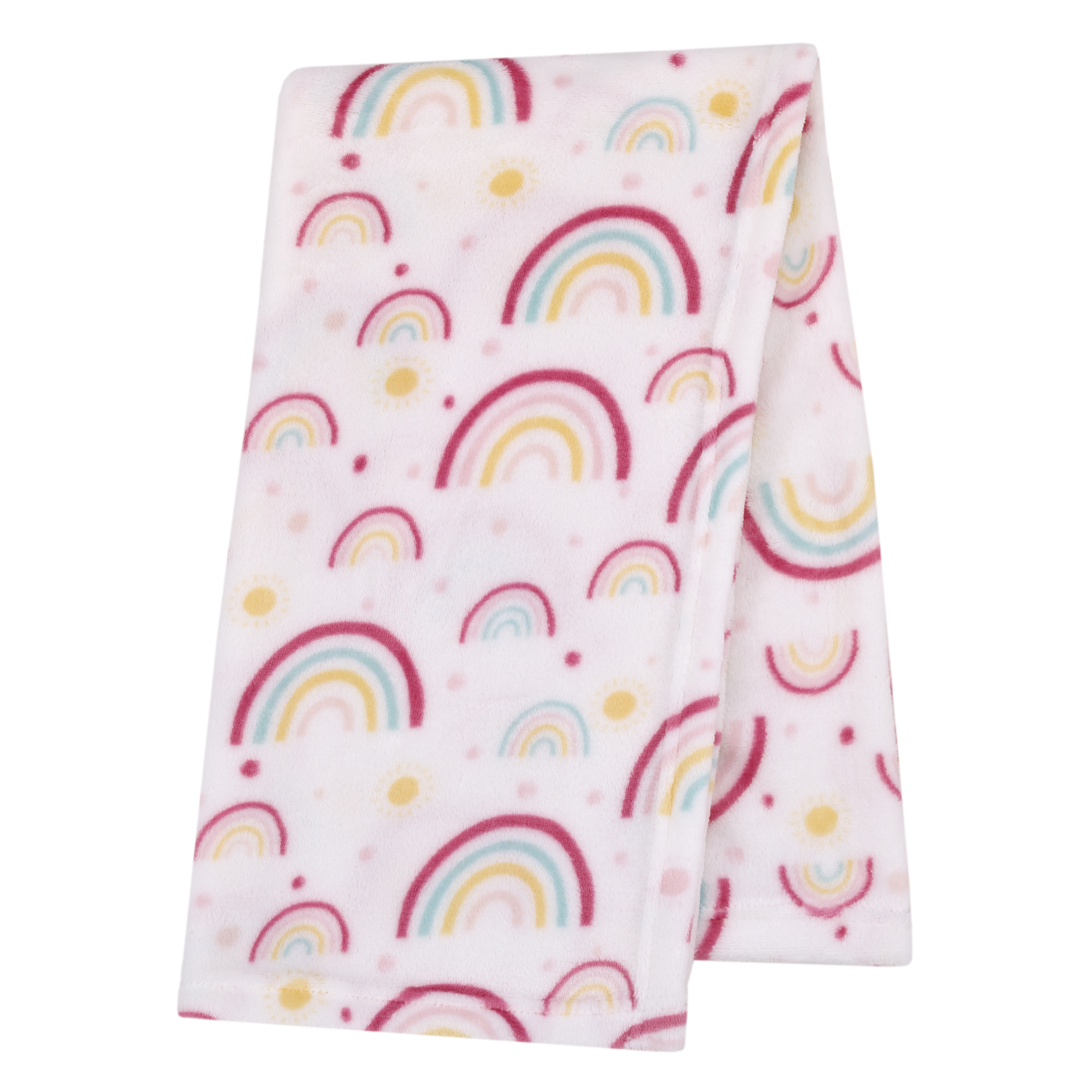 Parent's Choice Plush Baby Blanket, Rainbows, 30" x 36", Pink, Infant Girl - image 2 of 11