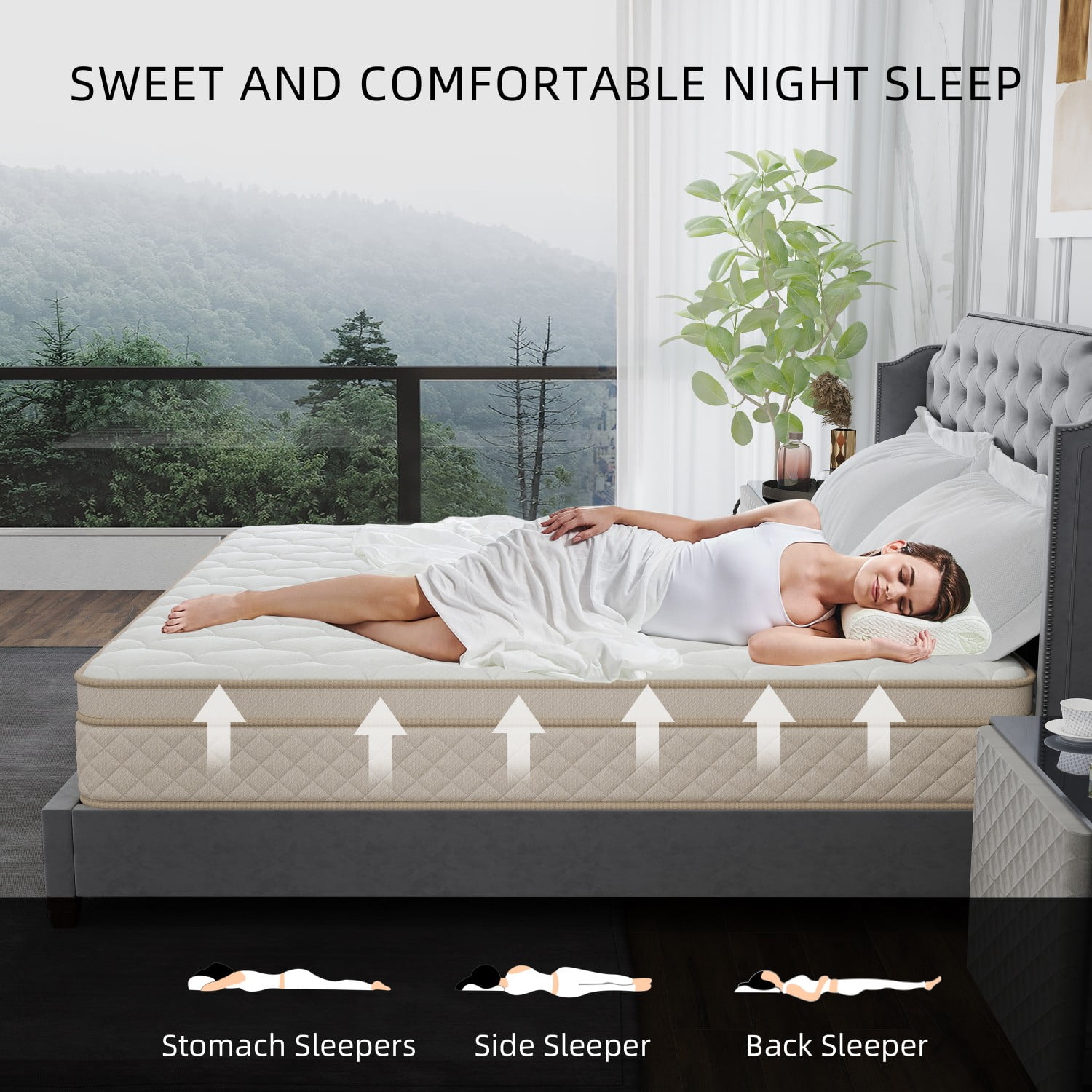 AMENDPATURE 12-inch Queen Size Hybrid Mattress in a Box: Gel-Infused Memory Foam + Pocket Spring Hybrid (Adult Use)