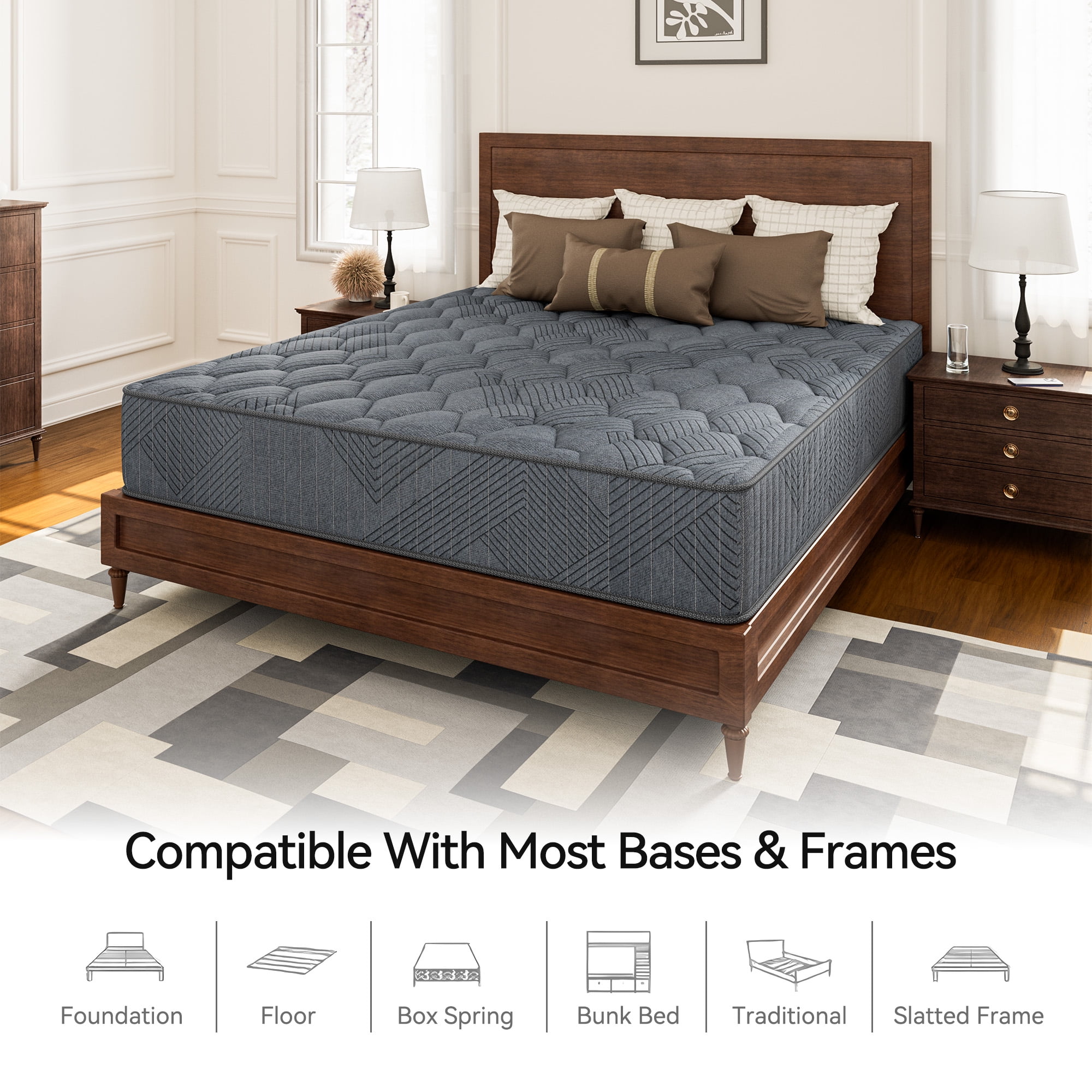 Queen Mattress,Babo Care 10 Inch Hybrid Mattress with Gel Memory Foam, Medium Firm Mattresses in a Box, Queen Size Mattress with Anti-dust mites