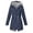 A1#Dark Blue1551, variant on Women's Hooded Rain Jacket Drawstring Waist Striped Lined Windbreaker With Side Pockets
