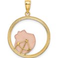 thumbnail image 4 of 14K Two-Tone With White Rhodium Scallop Shell In Circle Charm (27 X 22.8) Made United States k9426, 4 of 5