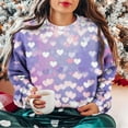thumbnail image 4 of Enjoytime Valentine's Womens Long Sleeve Tops Casual Printed Crewneck Casual Blouses Loose Cute Heart Pullover Sweatshirt Purple L, 4 of 5