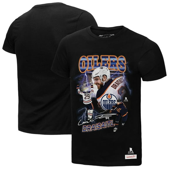 Men's Mitchell & Ness Leon Draisaitl Black Edmonton Oilers 2.0 Player Graphic T-Shirt